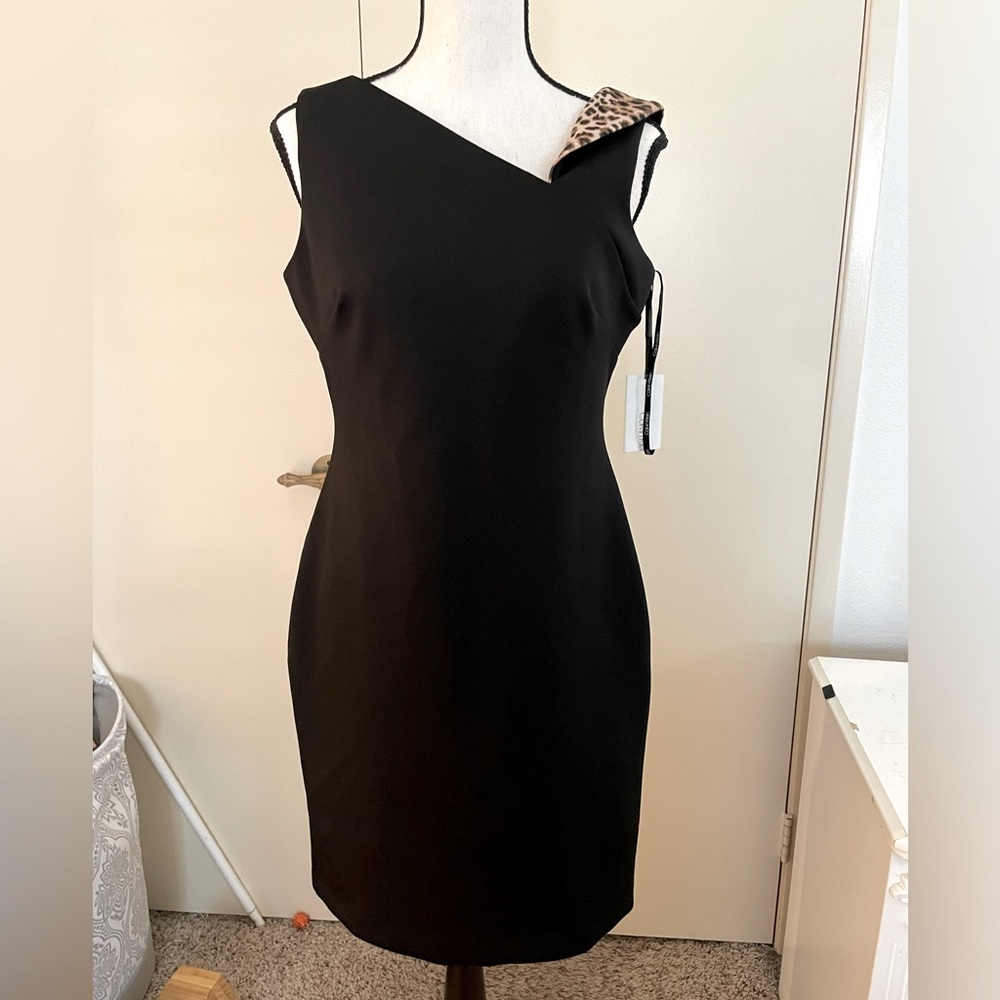 NWT Size 10 Calvin Klein Fit form Midi Dress Leopard Cheetah Accent